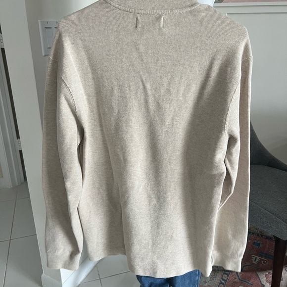 Polo by Ralph Lauren Beige 100% Cotton 1/4 Zip Pullover Knit Sweater Men Size M - Picture 8 of 8
